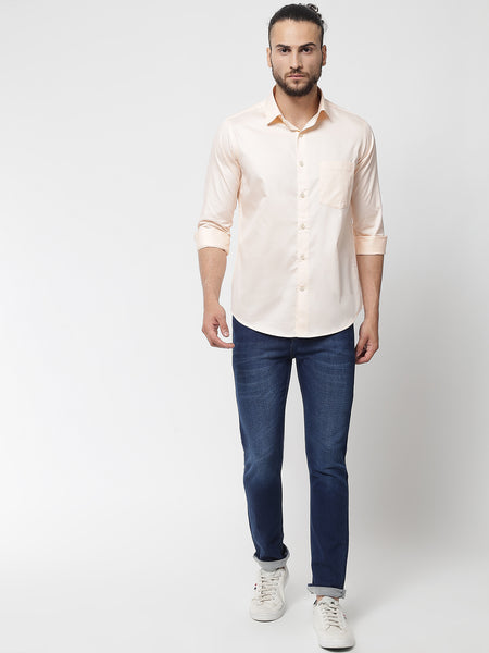 Peach Colour Cotton Shirt For Men 3