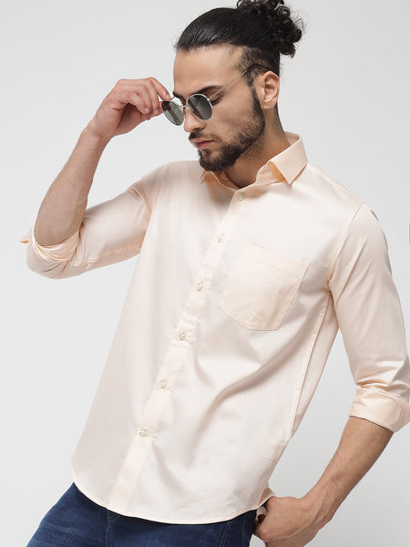 Peach Colour Cotton Shirt For Men 6