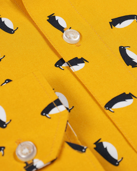 Pingu Yellow Colour Penguin Printed Shirt For Men 2