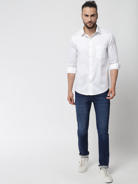 Pure White Colour Cotton Shirt For Men 1