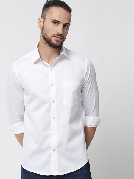 Pure White Colour Cotton Shirt For Men 4