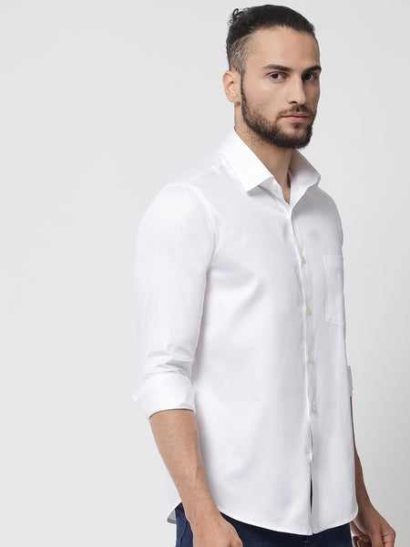 Pure White Colour Cotton Shirt For Men 2
