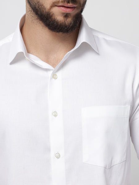 Pure White Colour Cotton Shirt For Men 5