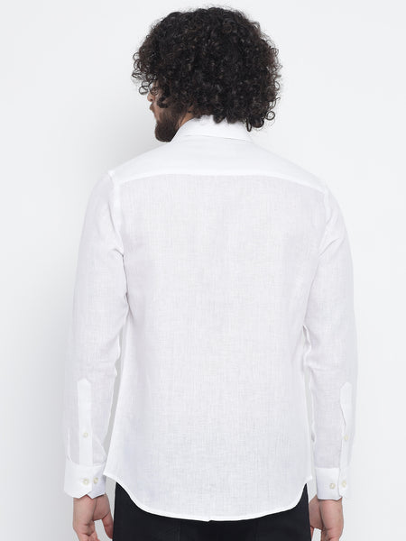 Pure White Colour Linen Shirt For Men 2
