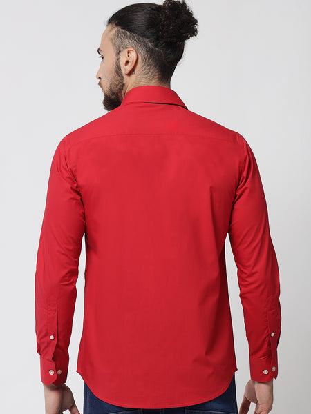 Red Colour Cotton Shirt For Men 3