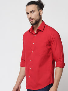 Red Colour Cotton Shirt For Men