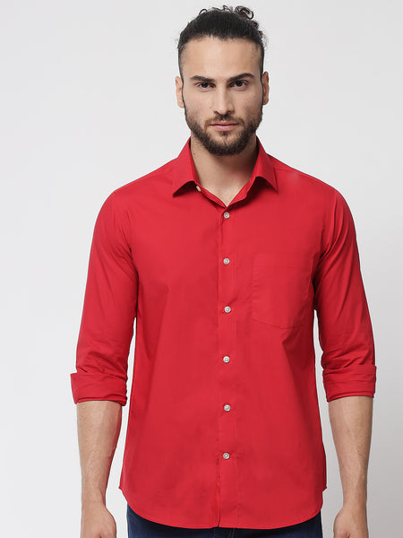 Red Colour Cotton Shirt For Men 6