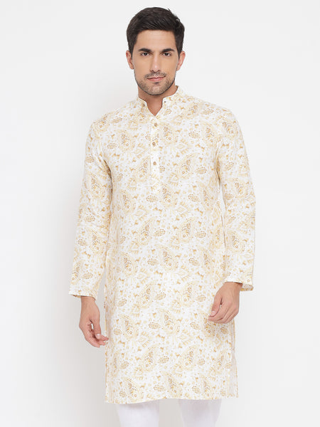 Riwaayat Pure Linen Printed Kurta For Men 1