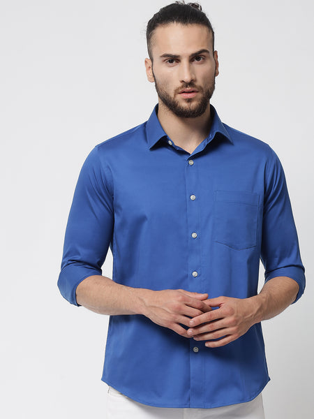 Royal Blue Colour Cotton Shirt For Men 4