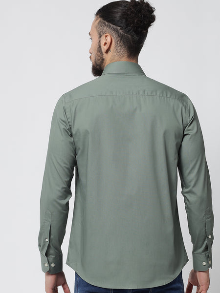 Sage Green Colour Cotton Shirt For Men 2