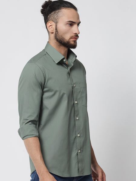 Sage Green Colour Cotton Shirt For Men 1