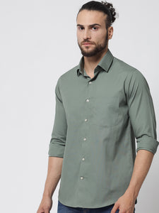 Sage Green Colour Cotton Shirt For Men 