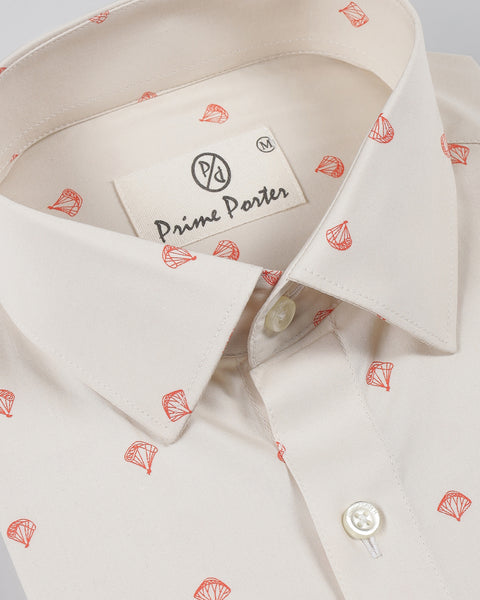 Shute Cream Colour Parachute Printed Shirt For Men 1