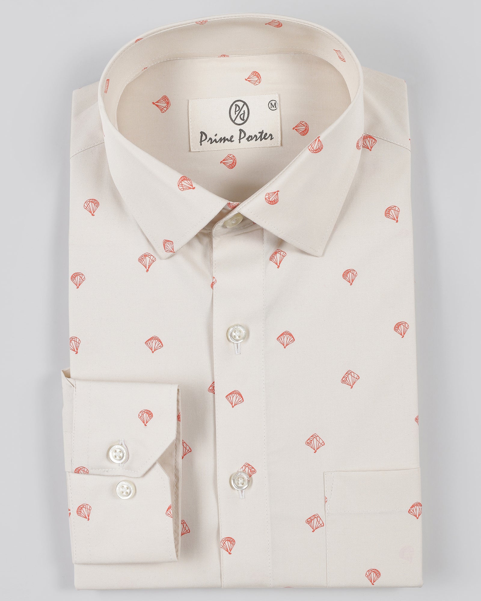 Shute Cream Colour Parachute Printed Shirt For Men