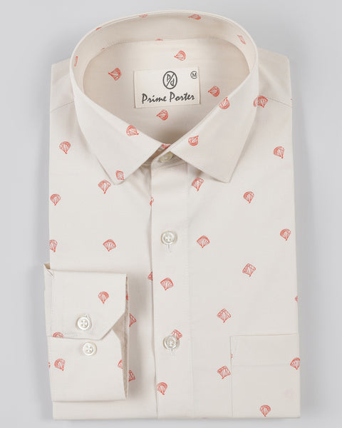 Shute Cream Colour Parachute Printed Shirt For Men