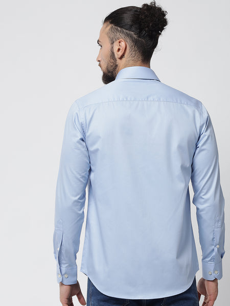 Sky Blue Colour Cotton Shirt For Men 3