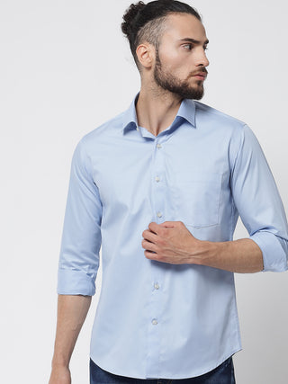 Sky Blue Colour Cotton Shirt For Men 2