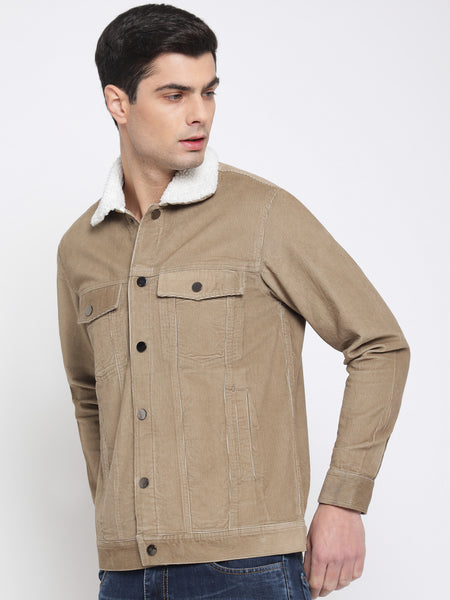 Beige Corduroy Jacket For MeN 3