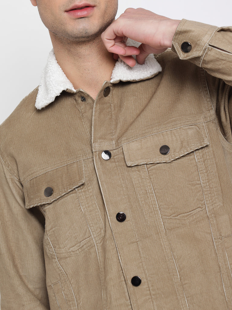 Beige Corduroy Jacket For Men Prime Porter