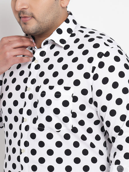 Black And White Polka Dot Printed Shirt For Men Plus 1
