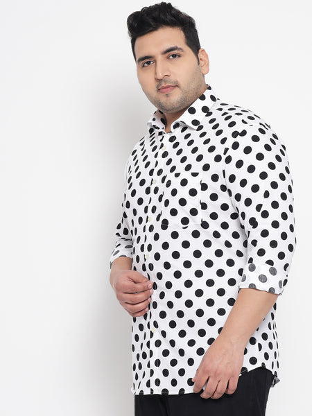 Black And White Polka Dot Printed Shirt For Men Plus 2