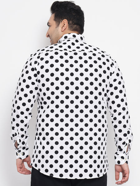Black And White Polka Dot Printed Shirt For Men Plus 6