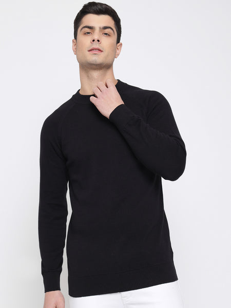 Black Basic Soft Sweater For Men 1