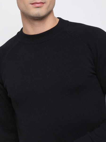 Black Basic Soft Sweater For Men 3
