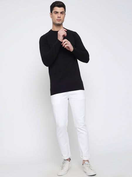 Black Basic Soft Sweater For Men 5