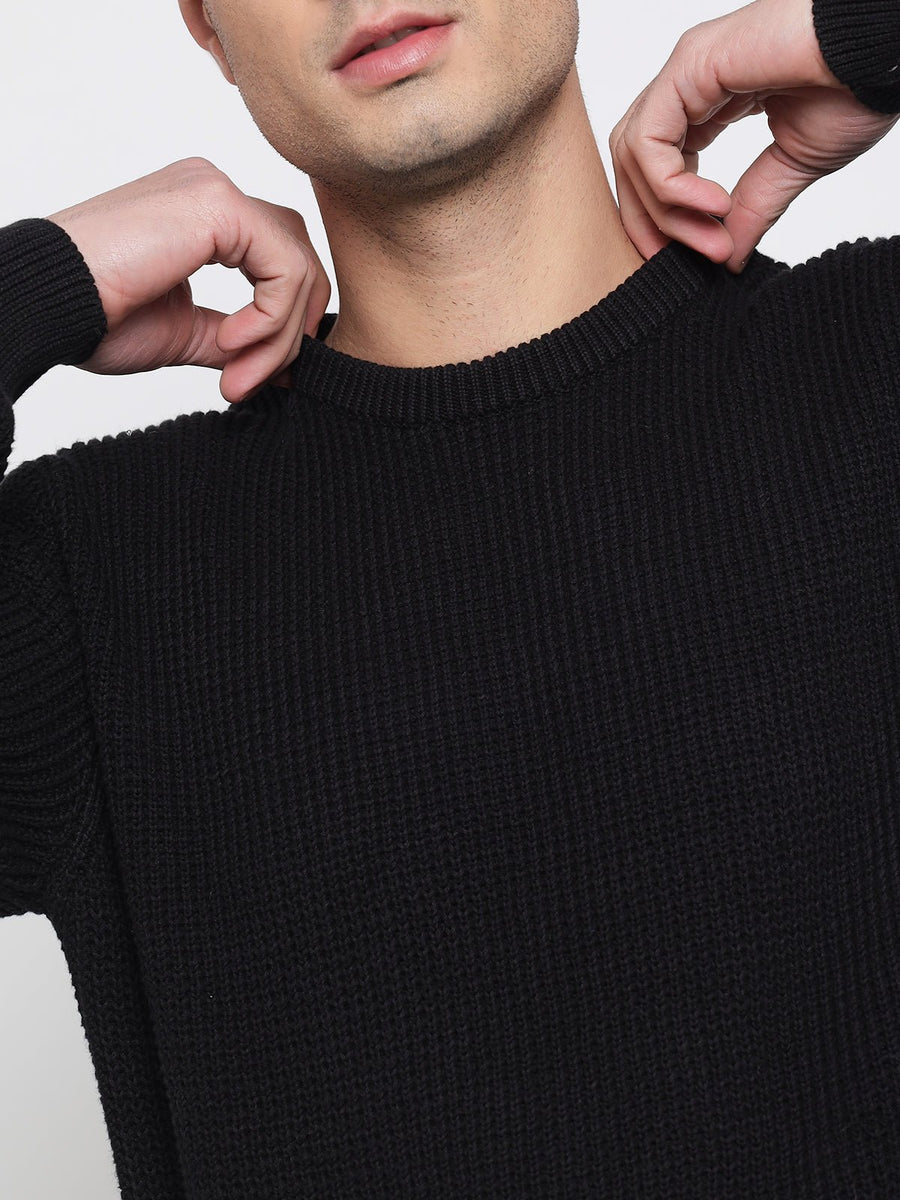 Black Purl Knit Sweater For Men – Prime Porter