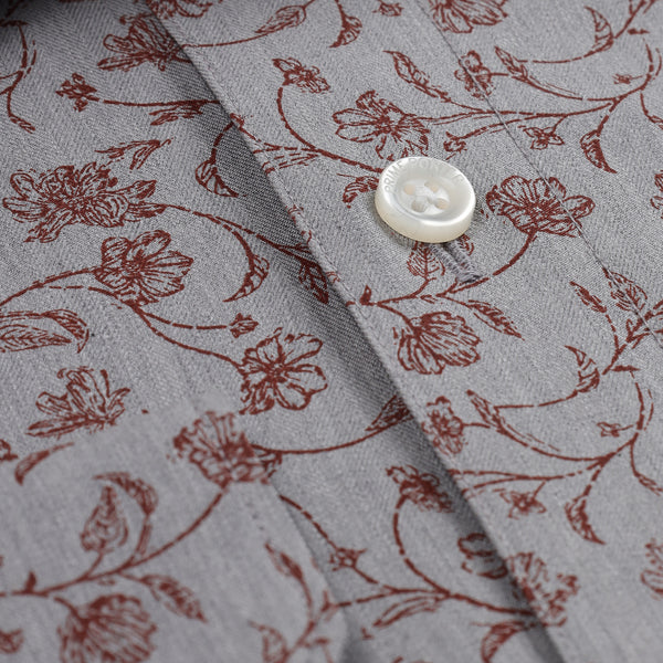 Bliss Grey Coloured Flower Printed Pure Cotton Shirt For Men 2