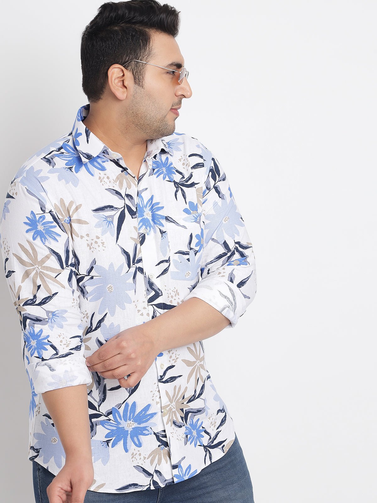 Blue Floral Printed Shirt For Men Plus – Prime Porter