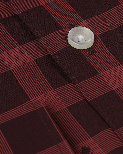 Claret Maroon Coloured Check Shirt For Men 2