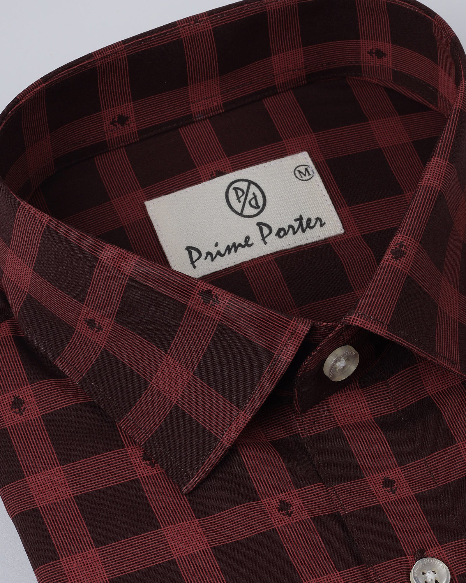 Checked Shirts- Maroon Plaid Checked Print Shirts for Men Online