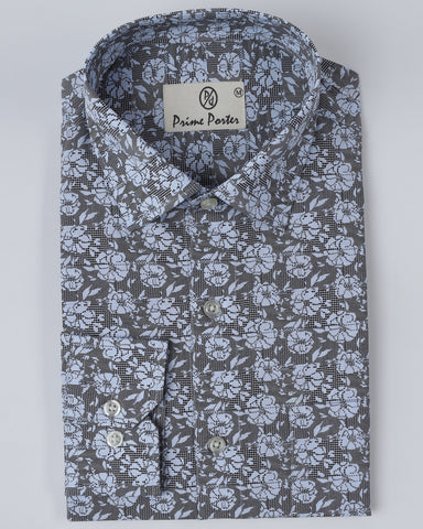 Confetti Light Blue Coloured Flower Printed Shirt For Men