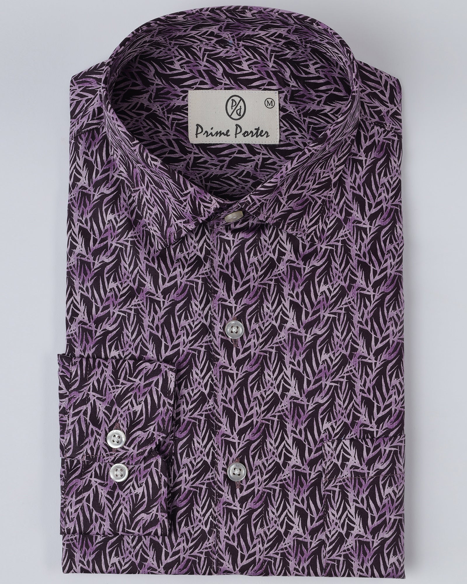 Cosmos Purple Coloured Flower Printed Shirt For Men
