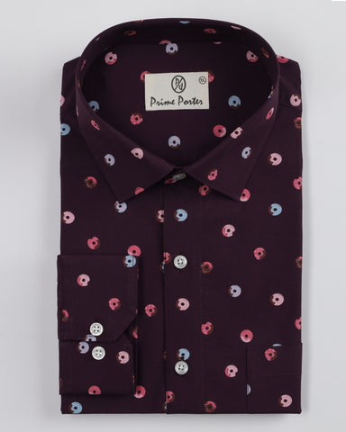 Doughnut Printed Purple Colour Pure Cotton Shirt For Men