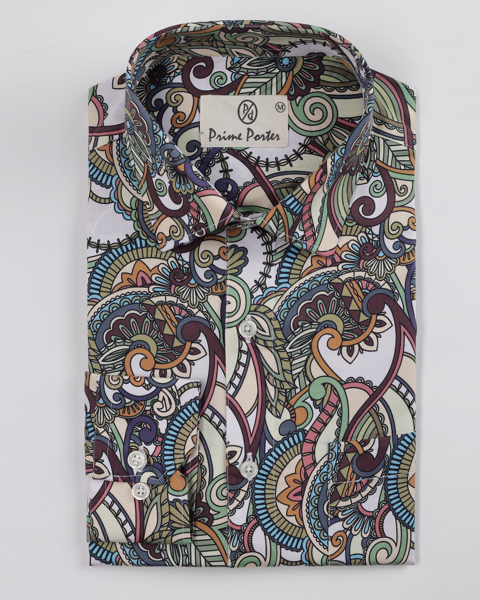 Emeral Multicoloured Paisley Printed Pure Cotton Shirt For Men