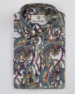 Emeral Multicoloured Paisley Printed Pure Cotton Shirt For Men