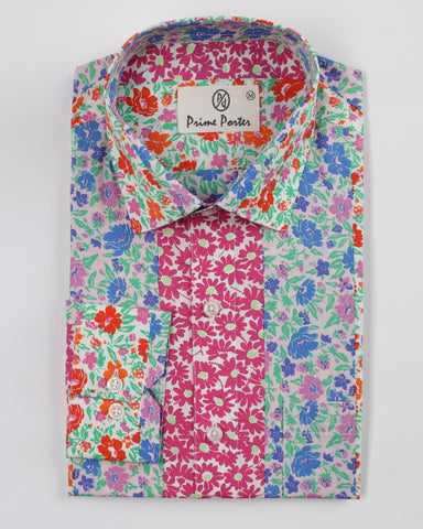 Garden Multi Coloured Flower Printed Pure Cotton Shirt For Men
