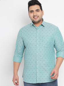 Green Batik Printed Shirt For Men Plus