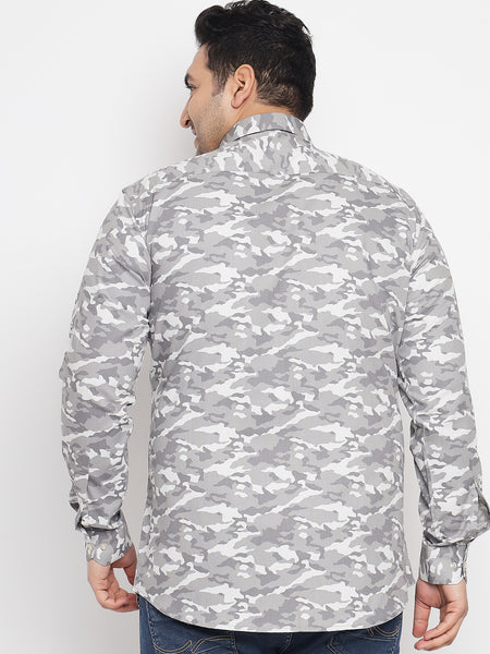Grey Camouflage Printed Shirt For Men Plus 6