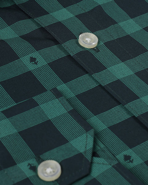 Kale Green Coloured Printed Check Shirt For Men 2