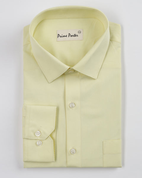 Lemon Light Yellow Coloured Formal Shirt For Men