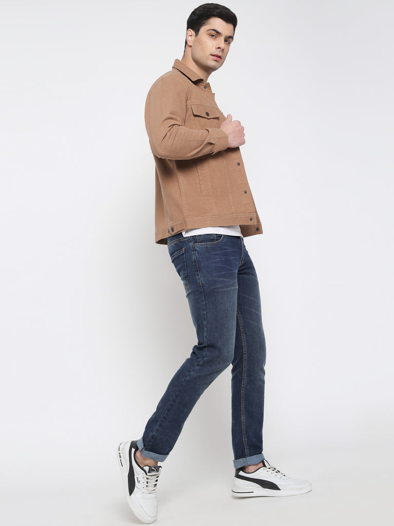 Buy Khaki Solid Denim Jacket S521923 – House of Stori