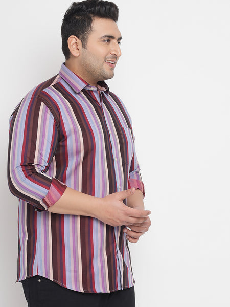 Multicolour Striped Shirt For Men Plus 2