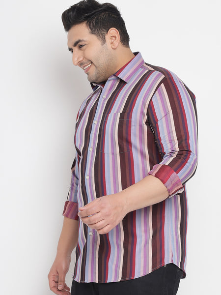 Multicolour Striped Shirt For Men Plus 3