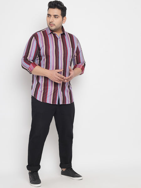 Multicolour Striped Shirt For Men Plus 5