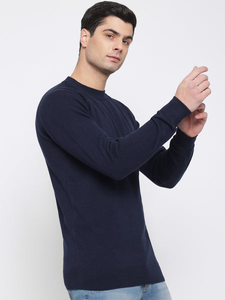 Navy Blue Basic Soft Sweater For Men 1