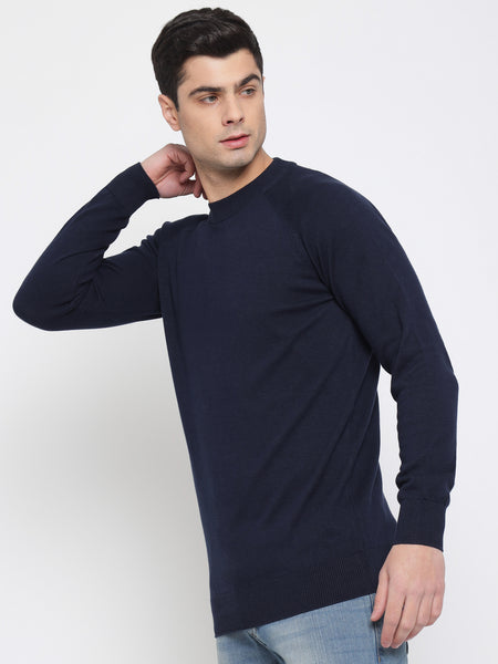 Navy Blue Basic Soft Sweater For Men 2